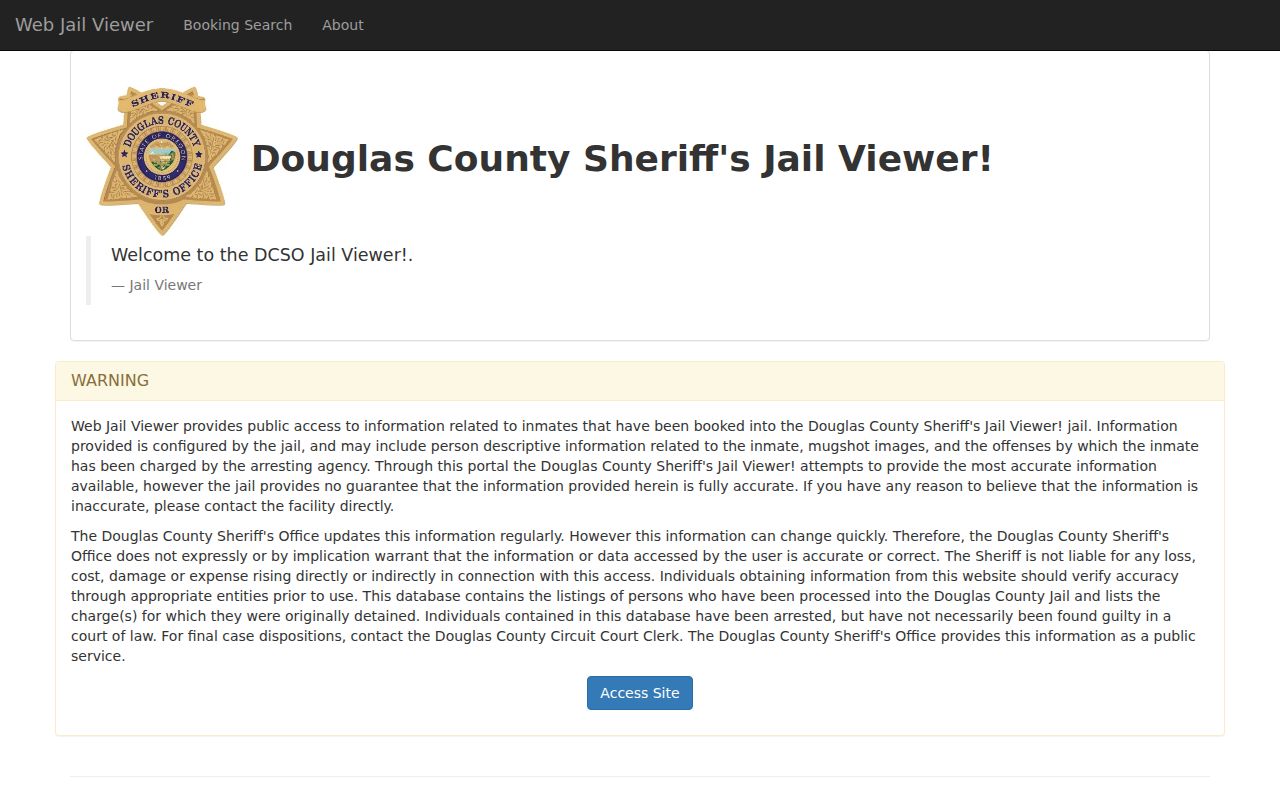 Douglas County arrest record Jail Viewer warning