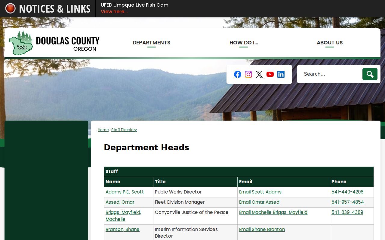 Douglas County officials directory for sheriff and district attorney contacts