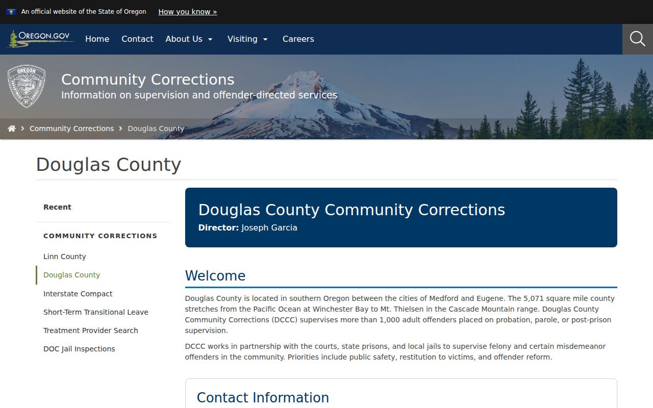 Oregon Department of Corrections Douglas County Community Corrections profile